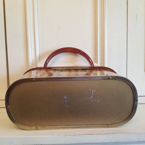 Vintage Lucite Bag Clear, Tortise & Gold Tinsel - Picture 5 of 10